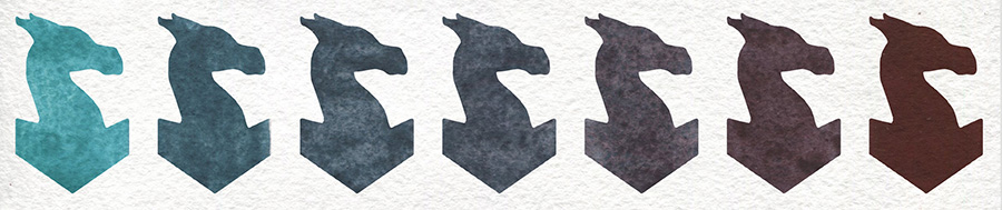 Cobalt Teal Blue by Daniel Smith and Perylene Violet by Golden QOR watercolor paints mixing swatch